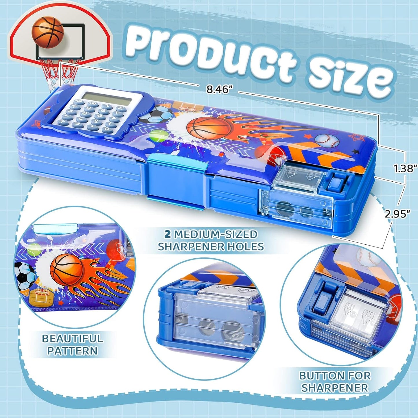 Henoyso Multifunctional Pencil Box for Girls Butterfly Pencil Case with Calculator and Sharpener Cool Cute Pencilcase School Supplies Essentials Christmas Birthday Gift Present for Kids Teens
