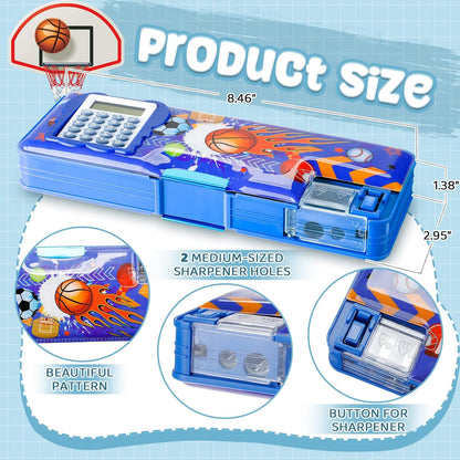 Henoyso Multifunctional Pencil Box for Girls Butterfly Pencil Case with Calculator and Sharpener Cool Cute Pencilcase School Supplies Essentials Christmas Birthday Gift Present for Kids Teens