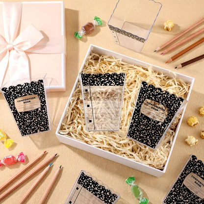 Mimorou 6 Pcs Teacher Gift Box Teacher Appreciation Gift Container Thank You Pencil Notebook Composition Book Crayon Candy Popcorn Holders for End of Year Graduation Party (Notebook)