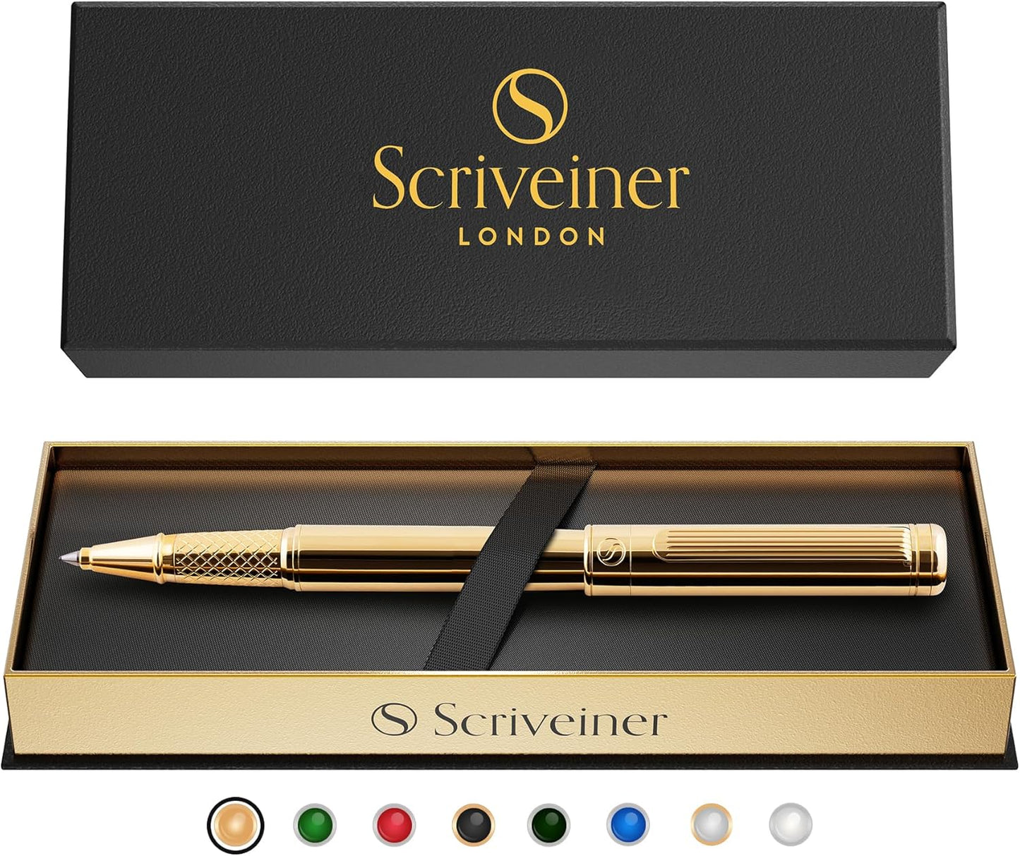 Scriveiner Midnight Blue Rollerball Pen - Stunning Blue Lacquer Luxury Pen, Chrome Finish, Schmidt Ink Refills, Men & Women, Professional, Executive Office, Nice Pen