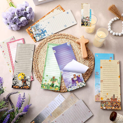 Eaasty 12 Pcs Bible Magnetic Notepads for Refrigerator Monthly Magnetic Grocery List 9 x 3.5" Magnet Memo Pads 30 Sheet Per Pad Shopping to Do List for Christian Teacher Appreciation Week Gift