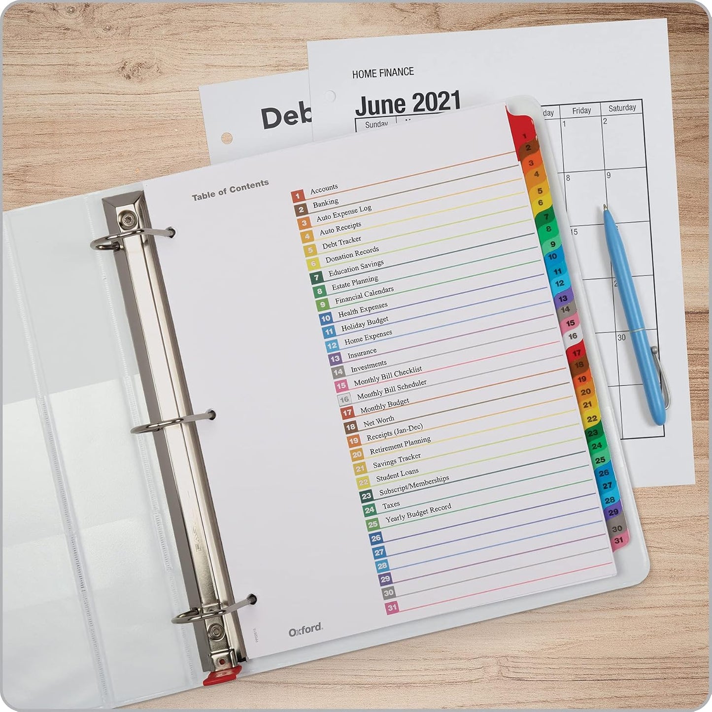 Oxford Binder Dividers, 12 Tabs, Numbered 1–12, 3 Pack, Customizable Table of Contents Page, Reversible Multicolor Tabs, 3-Hole Punched for Binders