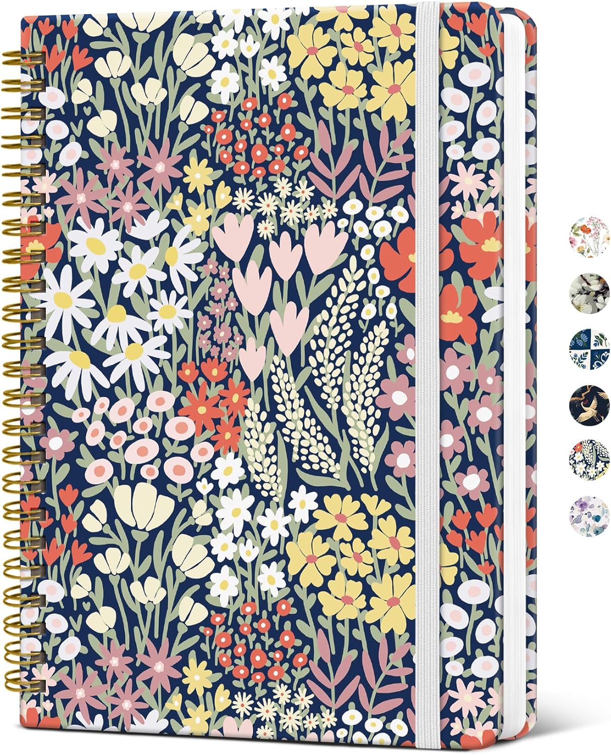 Taja Spiral Journal Notebook for Women, Pretty Hardcover Lined Notebook for Work & Note Taking, Aesthetic Cute Journal for Writing, 140 Pages, 5.8"x8.3", Floral