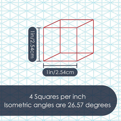 GeekNavy 8.5" x 11" Isometric Graph Paper 50 Sheets Portrait - 0.25" Grid, Non-photo Blue, High Brightness, Drafting, Engineering, Art, 3D Design (1-Pack)