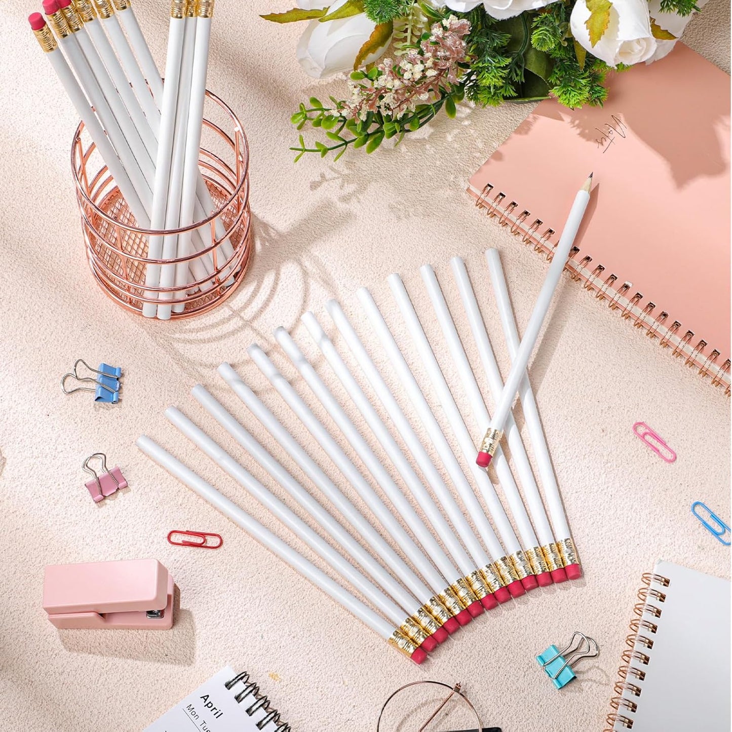24 Pcs Round Pencils with Eraser 2 HB Cute Pencils Bulk for School Graphite Wood Color Unsharpened Pencil for Drawing Sketching Wedding School Teacher Supplies Student Reward