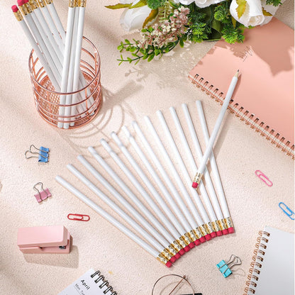 24 Pcs Round Pencils with Eraser 2 HB Cute Pencils Bulk for School Graphite Wood Color Unsharpened Pencil for Drawing Sketching Wedding School Teacher Supplies Student Reward