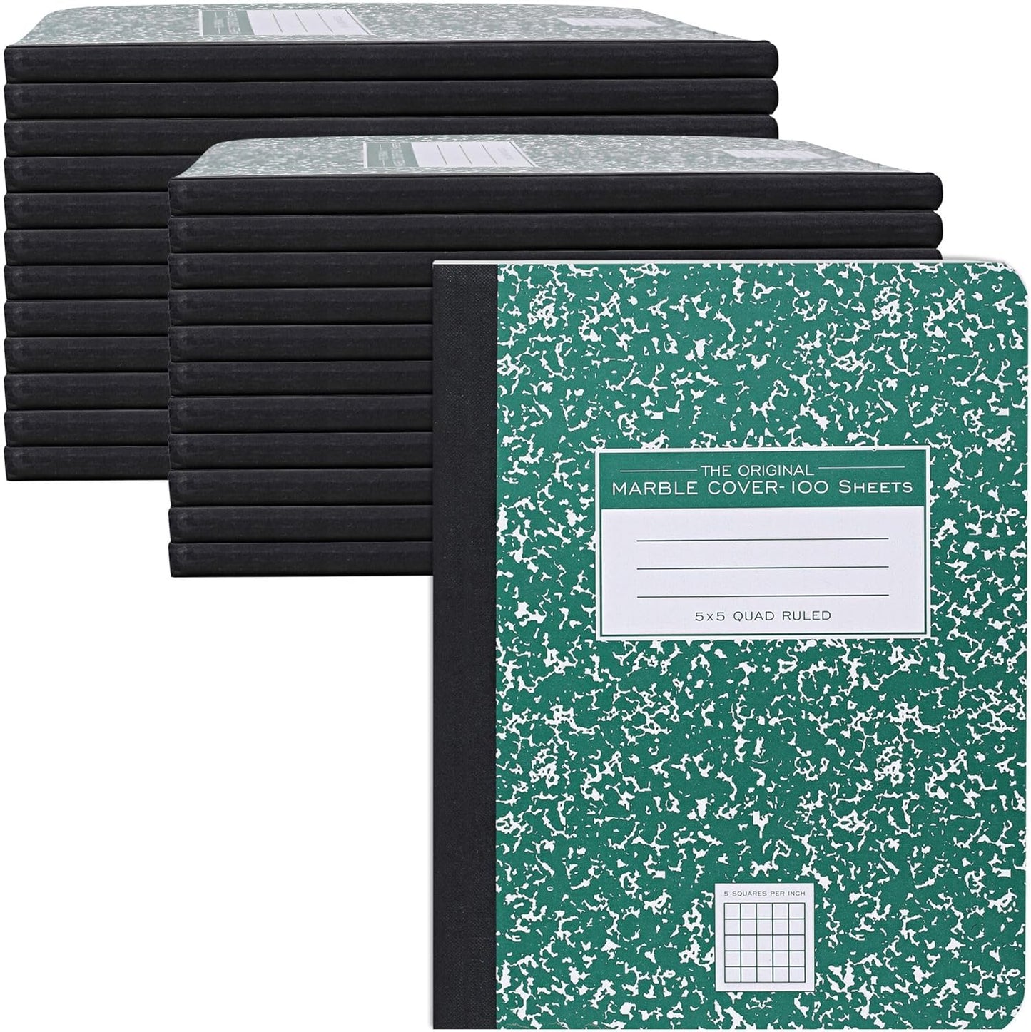 ROARING SPRING Hard Cover Composition Notebook, Green Marble Comp Book, 9.75″ x 7.5″, 5x5 Grid Graph Ruled, 100 Sheets (200 Pages), Made in USA
