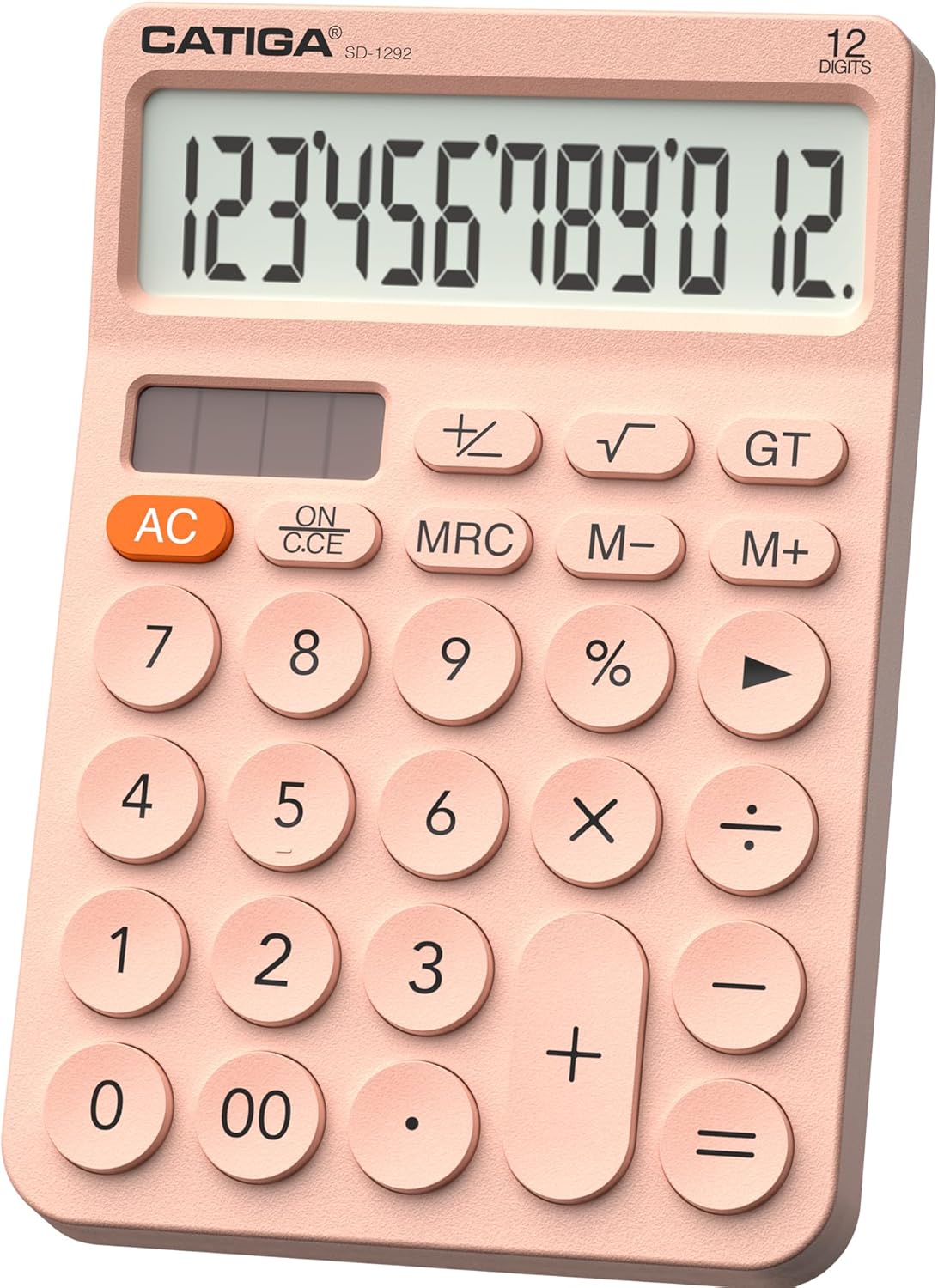 CATIGA 12 Digit Desktop Calculator Basic Desk Calculator with Large LCD Display, Big Buttons, 4 Function, Solar and Battery Dual Power, for Office, School, Home, SD-1292 Green