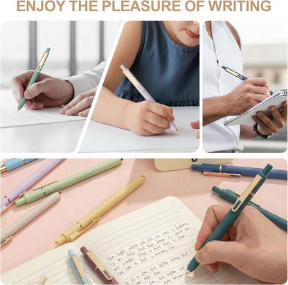 Linbsunne Gel Pens Black Ink Pens for Office 0.5mm Fine Point Pen Smooth Writing Retractable (Metal gold clip-10 pcs)