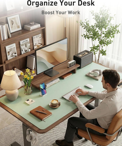 Aothia Leather Office Desk Pad Protector, Non-Slip PU Leather Desk Blotter, Waterproof Laptop Writing Mouse Pad for Office and Home, Black, 31.5" x 15.7" - Colors A