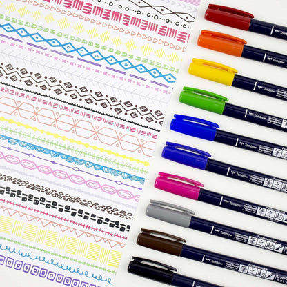 Tombow 62038 Fudenosuke Brush Pen, 2-Pack. Soft and Hard Tip Fudenosuke Brush Pens for Calligraphy and Art Drawings