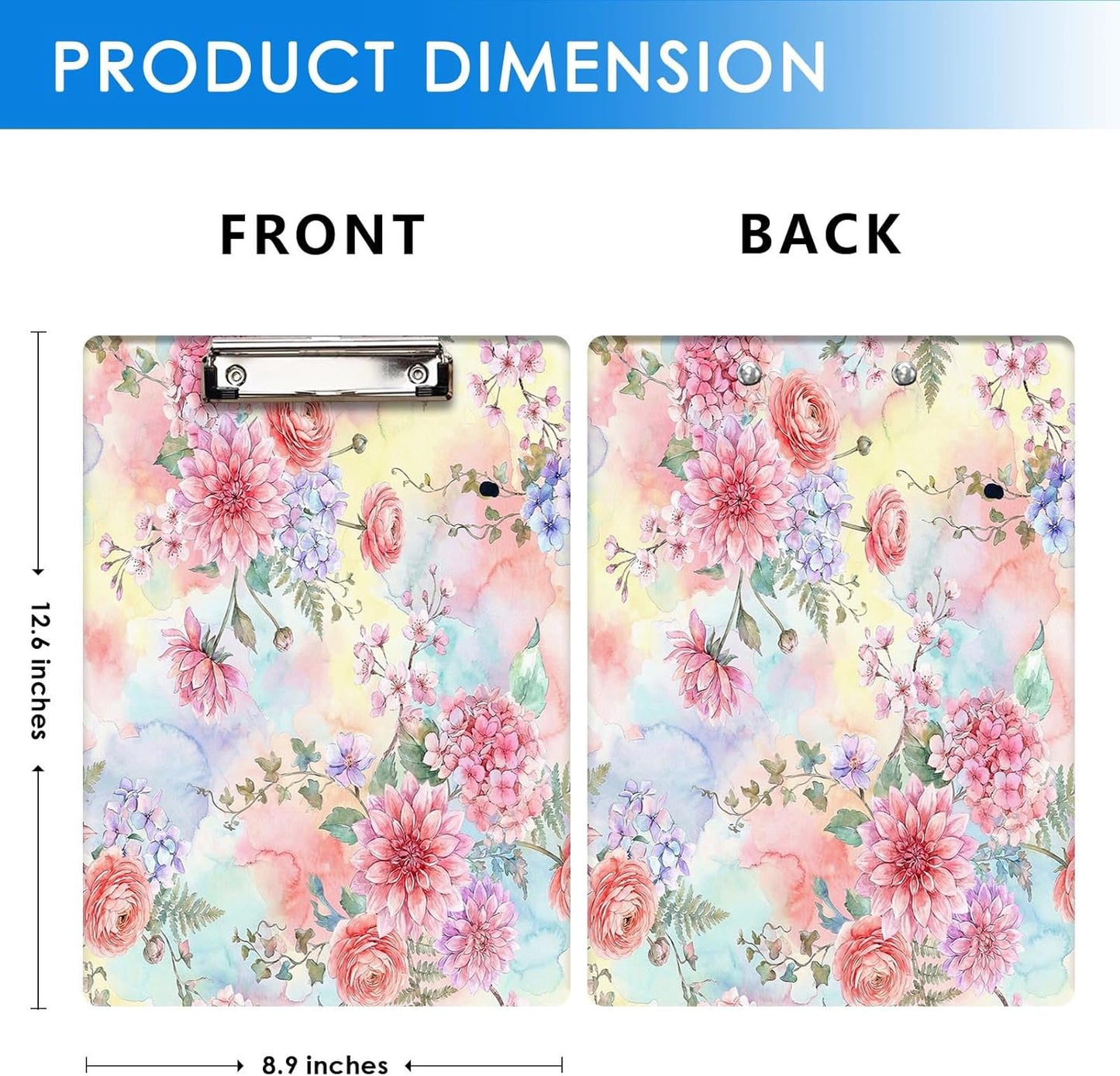 Britimes Clipboard Decorative Office School Hardboard Wood Nursing Clip Board and Pull for Standard A4 Letter Size Summer Mint Green Plant Tree 12.6" X 8.9"