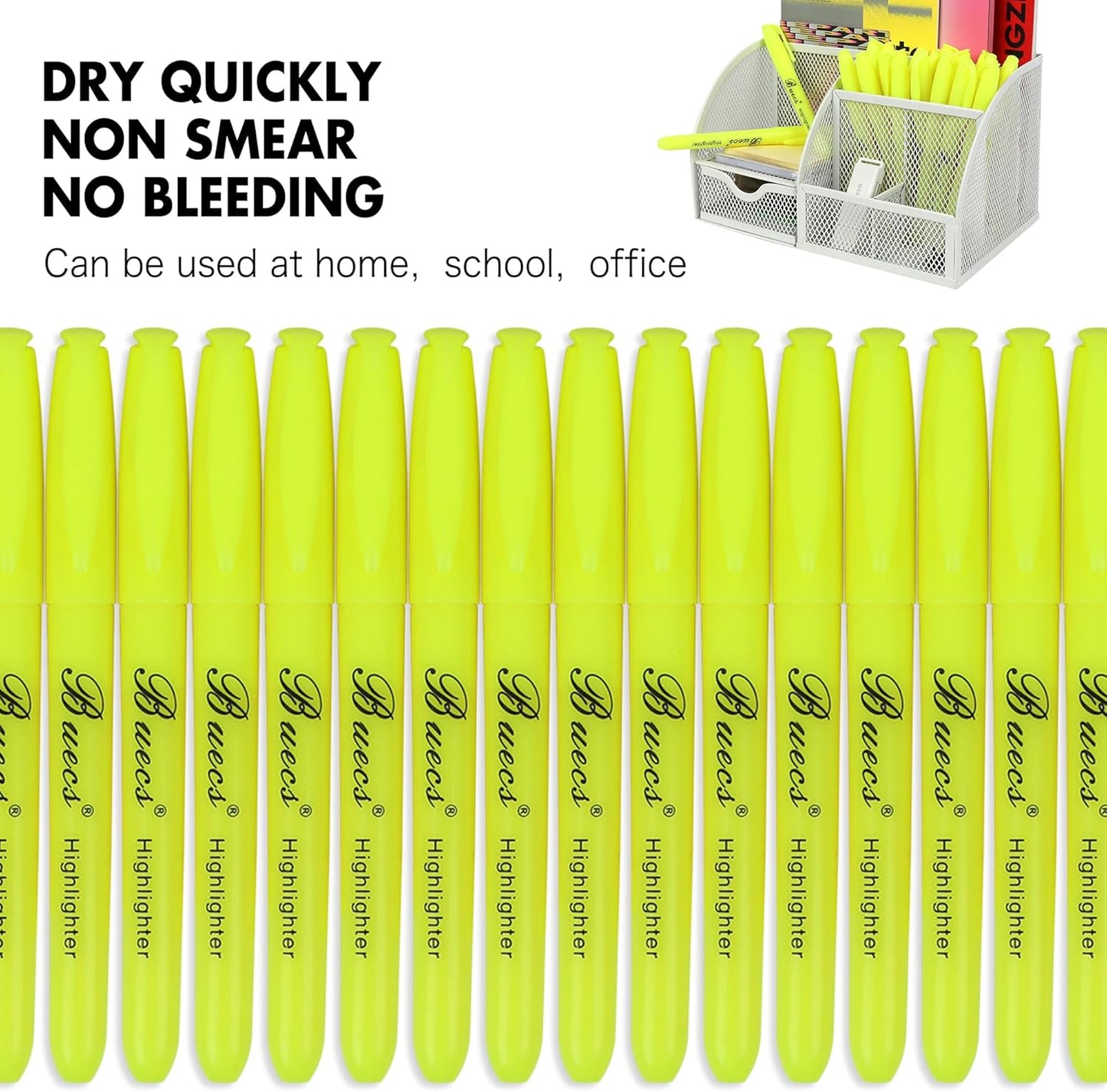 Buecs Highlighters Bulk Pack, 108 Count, Chisel Tip,Fluorescent Yellow, suitable for Adults Highlighting Planner Notes, Office School Supplies