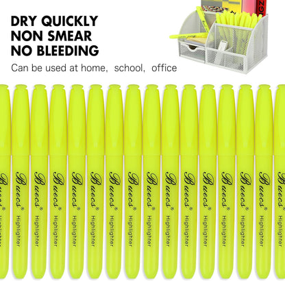 Buecs Highlighters Bulk Pack, 108 Count, Chisel Tip,Fluorescent Yellow, suitable for Adults Highlighting Planner Notes, Office School Supplies