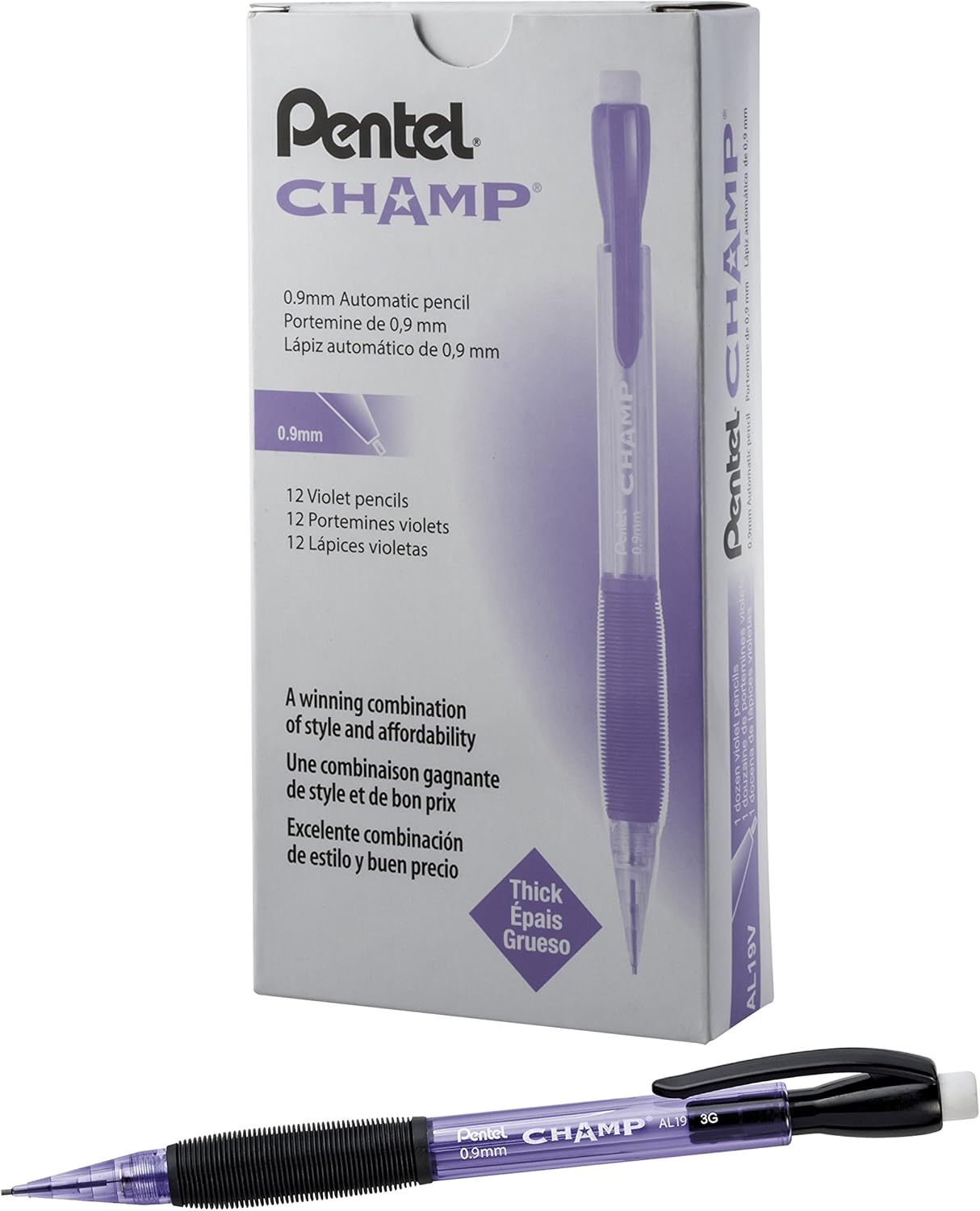 Champ Pentel Mechanical Pencil, 0.7 mm, Blue Barrel, Box of 12 (AL17C)