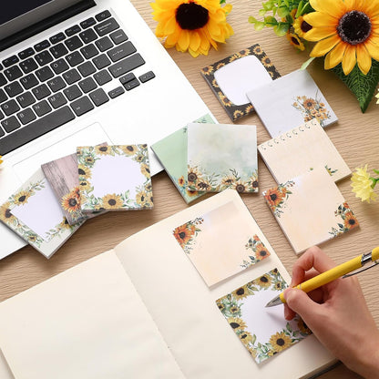 9 Pads Wildflower Sticky Notes 3x3 Inch Cute Self Stick Notepads Notes Adhesive Memo Pad Office Decor Gifts for Students School Teacher Meeting Office Supplies