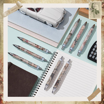 Ireer 8 Pcs Ballpoint Pens for Women 1.00 mm Cute Black Ink Pens Fine Point Smooth Writing for Journaling Aesthetic Office Supplies (Mahjong)
