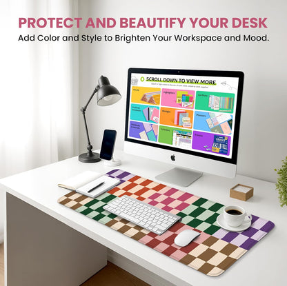 Large Mouse Pad for Desktop, Cute Desk Mat Pad Protector for Work & Gaming, Aesthetic Pretty Anti-Slip Laptop Blotter Cover for Office School Home Supplies, Wildflowers, 31.5" x 11.8"