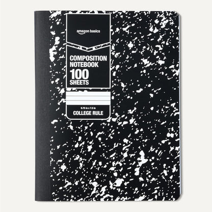 Amazon Basics Composition Notebook, College Ruled, 100 Sheets, 9.75" x 7.5", Assorted Marble Colors, 12-Pack