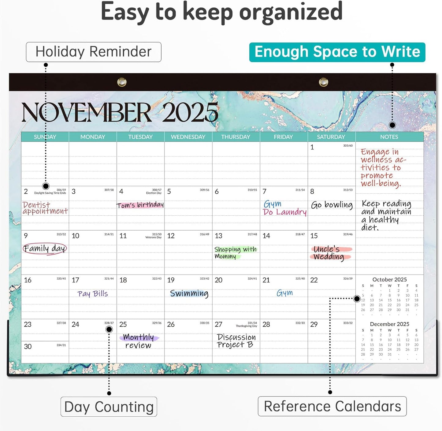 Forvencer Desk Calendar 2026-2027, 21 Months Calendar Runs from April 2026 to December 2027, 17" x 12" Large 2026 Wall Calendar Monthly Planner with Plastic Cover for Home School Office