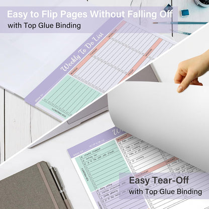 Weekly To Do List Notepad with 52 Undated Sheets（8.5"×11"）- Weekly Desk Planner Pad with Spiral Binding for Women & Man, Office, School and Home Personal Organizer