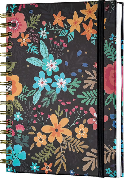 Spiral Notebook, 4 Pack A5 Lined Journal for Women, Hardcover Spiral Journal with 2 Pockets, College Ruled Notebooks, Cute Notebook for Office, School Supplies, Gifts (160 Pages, 6.3" x 8.46")