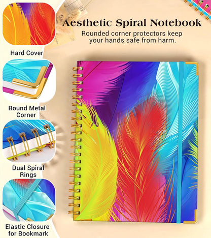 Lined Spiral Notebook Journal for Women, 200 Pages Cute Notebooks 8.5” x 11”, A4 Large Hardcover Spiral Journals with 100 GSM Thick Paper, College Ruled Notebook for Writing Work School, Autumn Tree