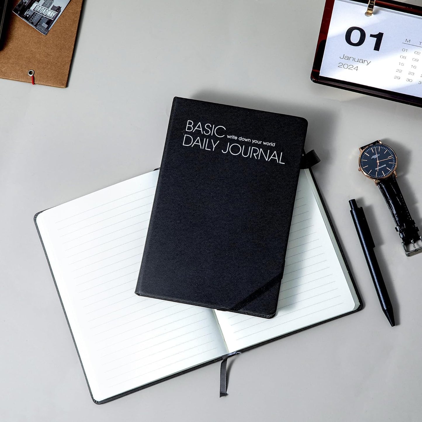CAGIE Journal Notebook for Women Men, Hardcover Lined Notebooks Journals for Writing Work Journaling Note Taking Diary with Pen Loop (Black Ruled), Gifts, 5.7" x 8.3", 196 Pages