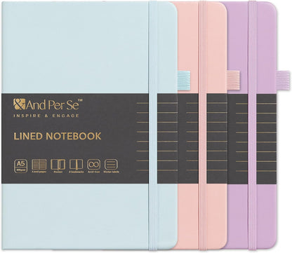 &And Per Se Lined Journal Notebook, 160 Pages, A5 5.7 x 8 inches College Ruled Thick Paper Notebook Journals for Writing, Hardcover Notebooks for Women Men Office School (1 Pack, Green) - Colors A
