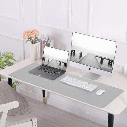 Large Desk Mat 47.2" x 17" Leather Desk Pad Protector with Natural Cork & PU Leather, Non-Slip Office Desk Mat, Large Mouse Pad, Waterproof Desk Blotter pad for Office&Home(Black)