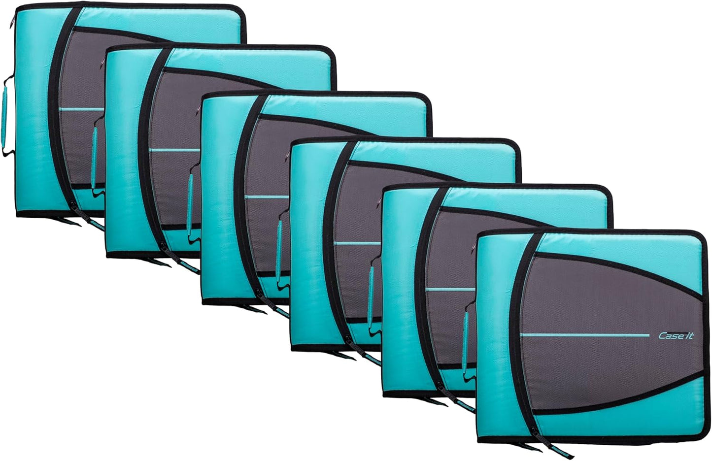 Case-it Mighty Zip Tab School Zipper Binder | 3-Inch O-Rings, 600-Sheet Capacity, 5-Subject Expanding File Folder, Multiple Pockets & Storage Organizer, Shoulder Strap | D-146 Jet Black