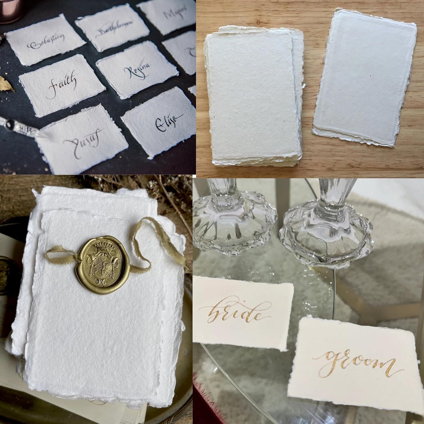 Handmade Cotton Paper with Deckle Edge Recycled Cotton Rag Mixed Media Card Stock for Postcards, Invitations, Crafts and Announcements (150gsm, 4x6 inch "A6", 50 Pack)
