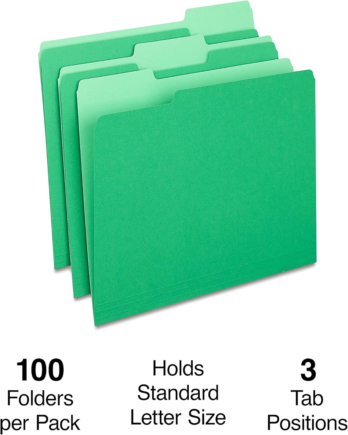 Staples File Folders, Letter Size, 1/3‑Cut Tabs, Purple, Durable 10.5‑Point Paper Stock, 100/Pack