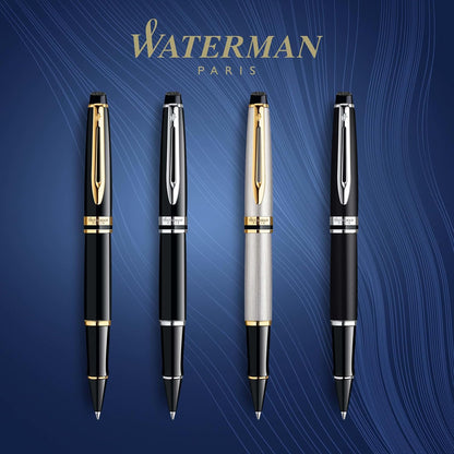 Waterman Expert Rollerball Pen, Gloss Black with 23k Gold Trim, Fine Point, Black Ink, Luxury Pen in Gift Box, Great Gift for Coworker