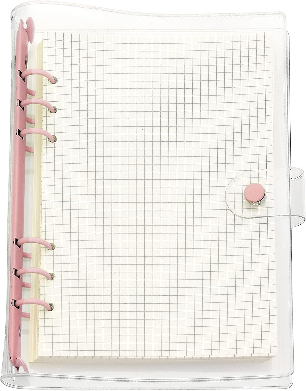 A6 A5 6-Holes Colorful PVC Cover Round Ring View Binder with Snap Button Closure File Folder for Loose Leaf Sheet Protectors Notebook Refill (Pink Daisy, A5 Mini Set) - Colors B