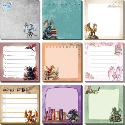 9 Pads Wildflower Sticky Notes 3x3 Inch Cute Self Stick Notepads Notes Adhesive Memo Pad Office Decor Gifts for Students School Teacher Meeting Office Supplies