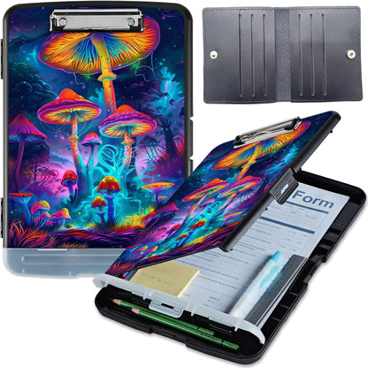 Clipboard with Storage, Heavy-Duty Side-Opening Folder with Pen Holder, Durable Plastic Nursing Clipboard for Nurses, Teachers, and Sales, Cow Prints 02