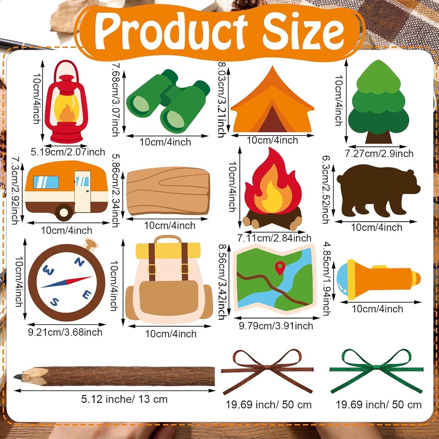 Eaasty 24 Set Camping Sticky Note and Twig Pencils with Ribbon Adventure Travel Gift for Party Favors Self Stick Adhesive Notepads Natural Wood Pencils for Exchange Gifts Office Home Classroom