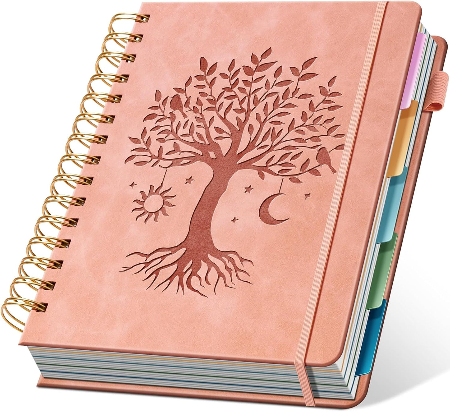 Ovesmusl Hardcover Spiral Notebook 8.5" x 11" with 5 Removable Dividers 300 Pages Leather 5 Subject Notebook College Ruled 100GSM Large Spiral Notebooks for Work Thick Lined Journal for Women, Green