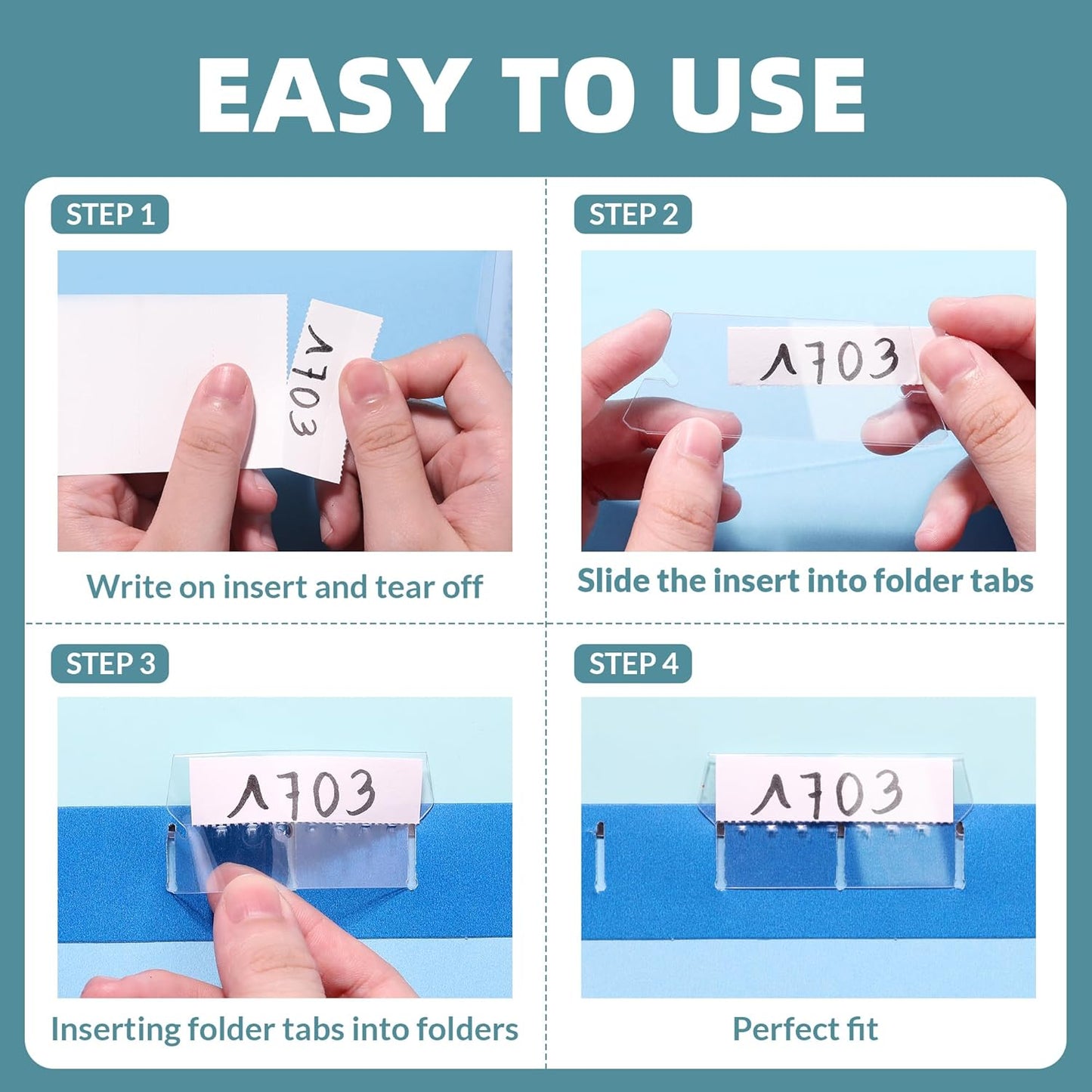 File Folder Tabs, SUNEE 100 Sets Hanging File Folder Labels Tabs and Inserts for Hanging Files Folders