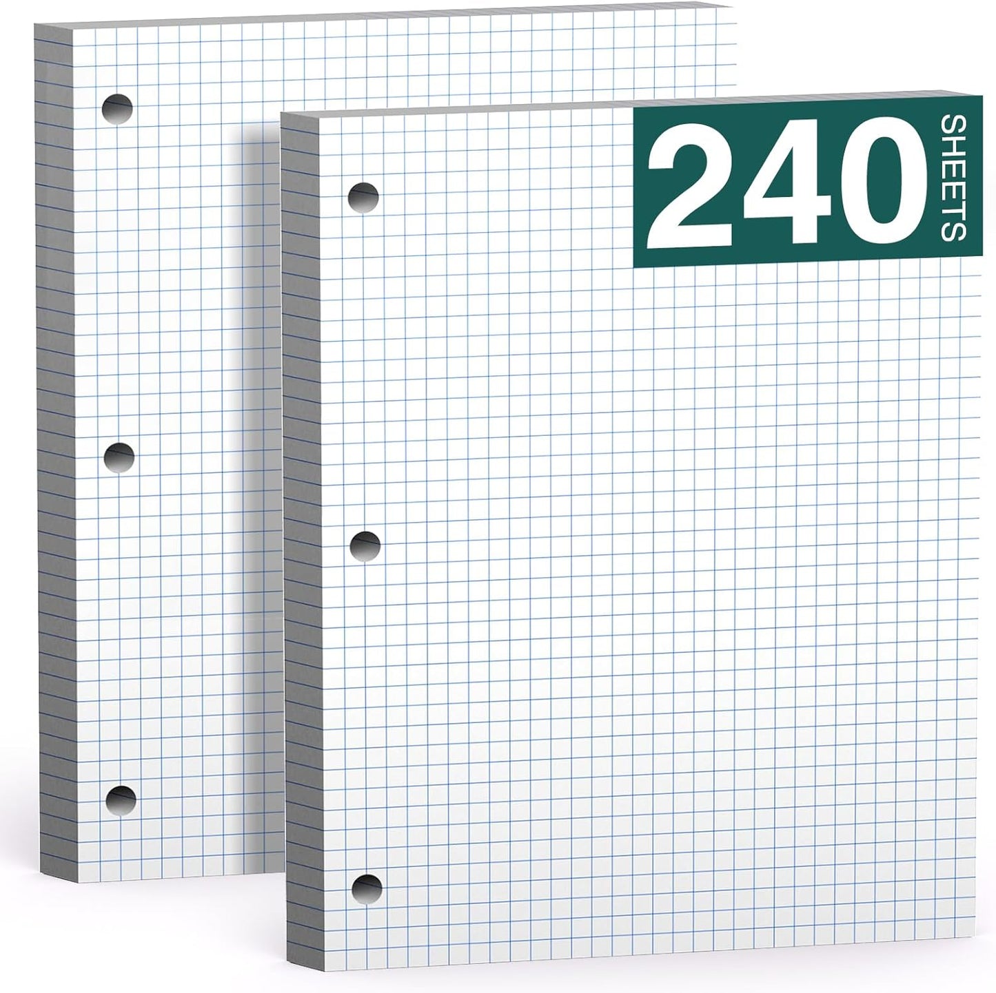 Note Pads 8 X 10.5 Loose Leaf Paper, 120Sheets, 3 Hole Punched Lined Paper, College Ruled 8 X 10.5 Notebooks, 10-1/2" X 8 Binder Writing Pads, Filler Paper For Engineering, Office, School Supplies