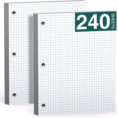 Note Pads 8 X 10.5 Loose Leaf Paper, 120Sheets, 3 Hole Punched Lined Paper, College Ruled 8 X 10.5 Notebooks, 10-1/2" X 8 Binder Writing Pads, Filler Paper For Engineering, Office, School Supplies