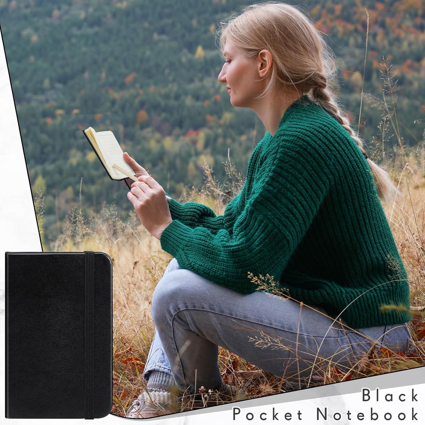 Qeeenar 10 Pcs Mini Black Brown Blue Leather Pocket Notebook Bulk, 4 x 2.5 Inch Small Journal Note Book, 50 Sheets Hardcover Tiny Notepad Lined for Office Home School Writing Supplies