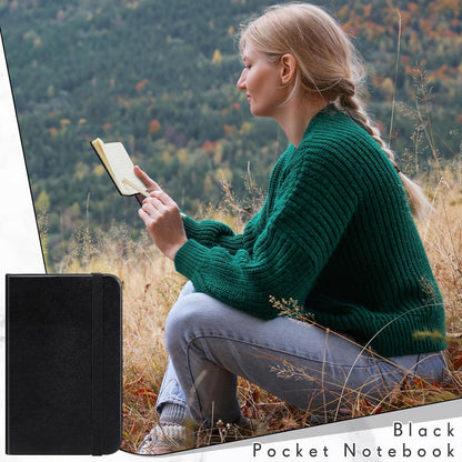 Qeeenar 10 Pcs Mini Black Brown Blue Leather Pocket Notebook Bulk, 4 x 2.5 Inch Small Journal Note Book, 50 Sheets Hardcover Tiny Notepad Lined for Office Home School Writing Supplies
