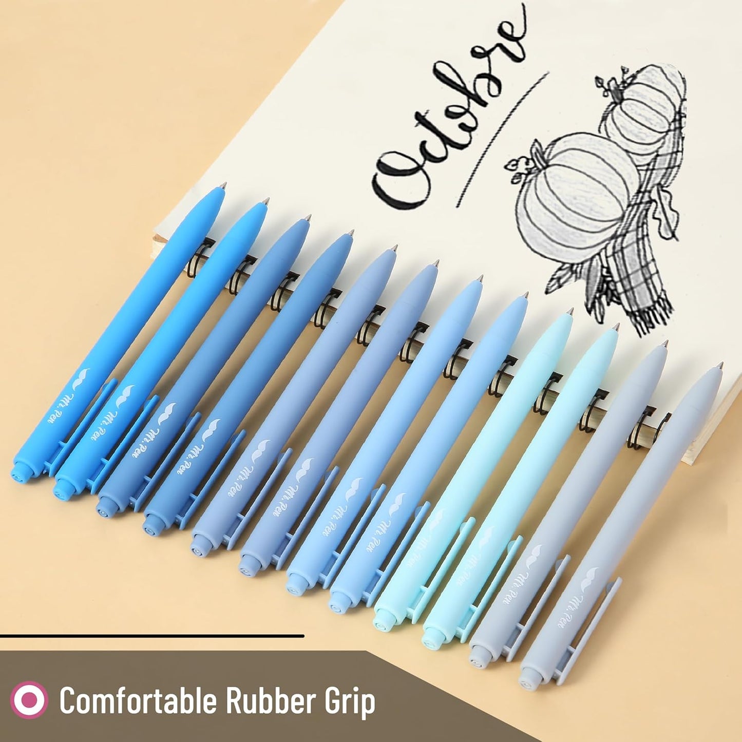 Mr. Pen- Retractable Gel Pens, 12 Pack, Colorful Ink, Fine Point 0.7mm, Fast Dry, Smooth Writing, Cute Pens for Drawing, Writing Planner and School Supplies