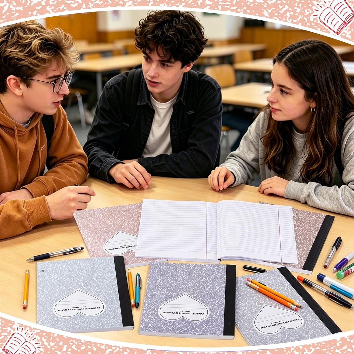 6 Pack Marble Composition Notebook Wide Ruled Preppy Composition Notebooks,Back to School Coquette Aesthetic Notebooks Perfect-bound 80 Pages (40 Sheets) 9.75x7.5 Inches