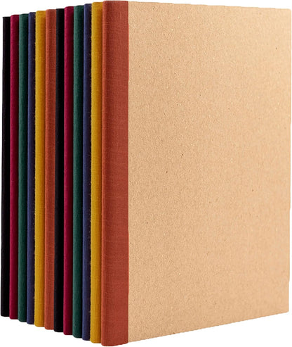 PAPERAGE 6-Pack Composition Notebook Journals, 120 Pages, Kraft Cover with Jewel Tone Spines, College Ruled Lined Paper, Small Size (8 in x 5.75 in) – for Home, Office or School Supplies