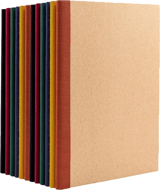 PAPERAGE 6-Pack Composition Notebook Journals, 120 Pages, Kraft Cover with Jewel Tone Spines, College Ruled Lined Paper, Small Size (8 in x 5.75 in) – for Home, Office or School Supplies