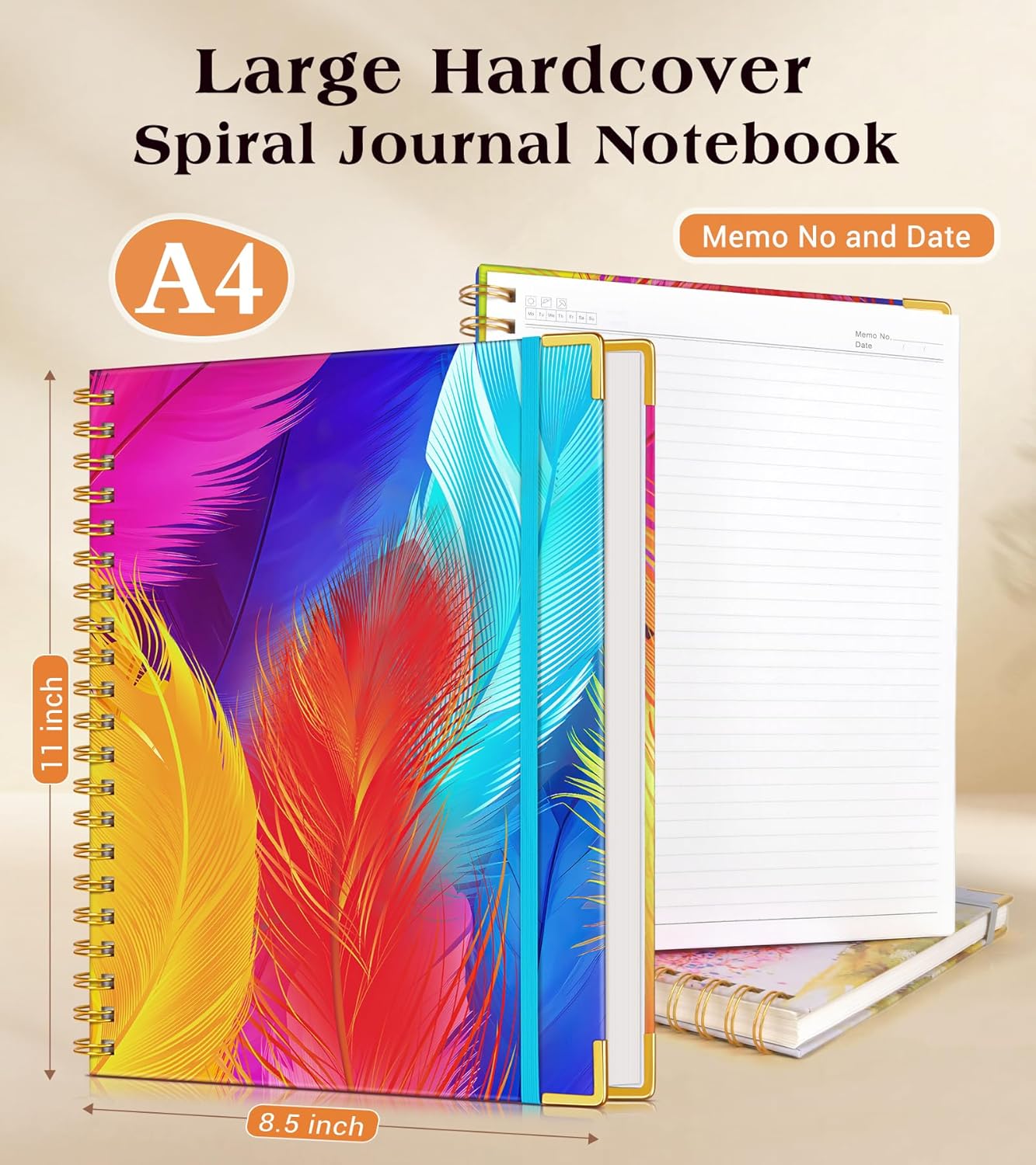 Lined Spiral Notebook Journal for Women, 200 Pages Cute Notebooks 8.5” x 11”, A4 Large Hardcover Spiral Journals with 100 GSM Thick Paper, College Ruled Notebook for Writing Work School, Autumn Tree