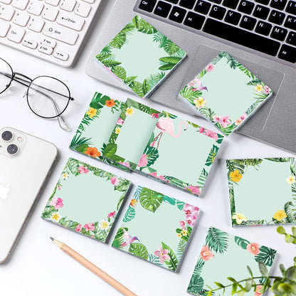450 Sheets Tropical Palm Sticky Notes Luau Party Favor Hawaiian Fun Notepad Summer Themed Beach Memo Pad Self Adhesive 2.9" Mini Sticky Note for Appreciation Gifts Employee Office Supplies